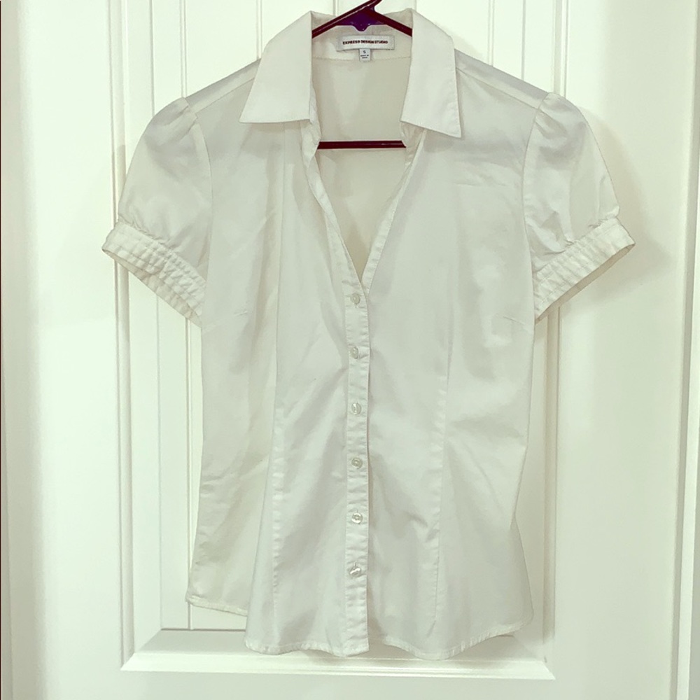 white button down top